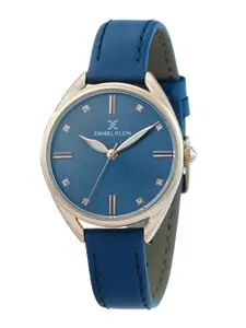 Daniel Klein Women Blue Dial & Blue Leather Straps Analogue Watch