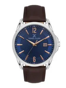 Daniel Klein Men Textured Dial & Leather Straps Analogue Watch DK.1.13374-3