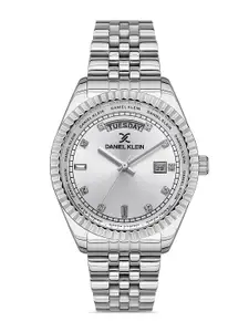 Daniel Klein Premium Women Silver-Toned Embellished Dial & Strap Watch DK.1.13220-1
