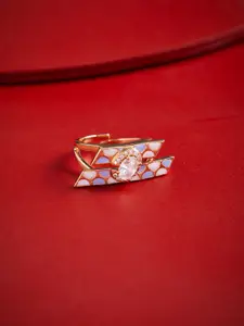 Kushal's Fashion Jewellery Gold-Plated White Cubic Zirconia Studded Party Finger Ring