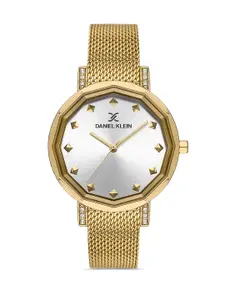 Daniel Klein Premium Women Silver & Gold Toned Dial & Strap Analogue Watch DK.1.13235-4