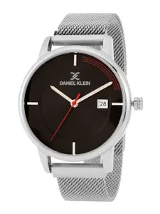 Daniel Klein Men Black Dial & Silver Stainless Steel Analogue Watch DK12105-3