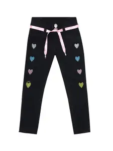 BAESD Girls Cotton Regular Fit Mid-Rise Mildly Distressed Stretchable Jeans