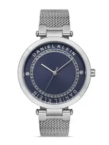 Daniel Klein Women Silver-Toned Embellished Dial & Silver Toned Bracelet Style Straps Analogue Watch DK 1 13049-6