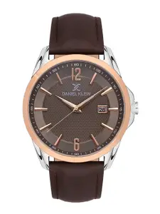 Daniel Klein Men Embellished Dial & Leather Straps Analogue Watch DK.1.13374-4