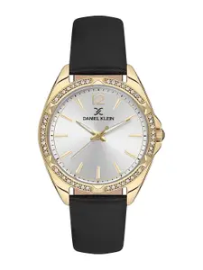 Daniel Klein Women Embellished Dial &  Leather Straps Analogue Watch DK.1.13485-3
