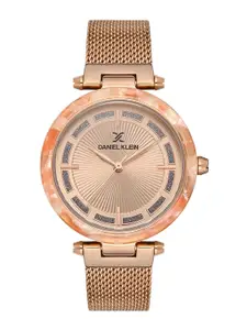 Daniel Klein Women Pink Dial & Rose Gold Toned Bracelet Style Straps Analogue Watch DK 1 13148-2