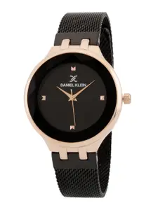 Daniel Klein Women Gunmetal-Toned Dial & Black Bracelet Style Straps Analogue Watch