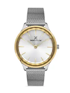 Daniel Klein Premium Women Gold-Toned Dial & Silver Straps Analogue Watch DK.1.13253-2