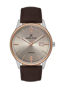 Daniel Klein Supreme Men Grey Dial & Brown Leather Strap Analogue Watch DK.1.13287-4_OR