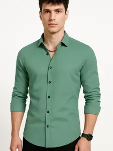 IKON FASHION Men Textured Spread Collar Casual Shirt