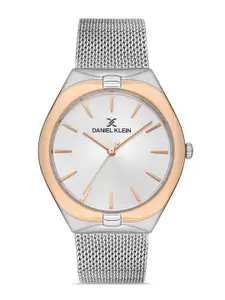 Daniel Klein Women Silver-Toned Dial & Silver Toned Bracelet Style Straps Analogue Watch DK 1 13195-6
