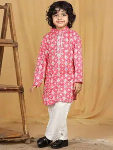 Cutiekins Boys Floral Printed Regular Kurta with Pyjamas