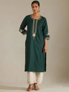 Soch Floral Embroidered Notch Neck Straight Kurta