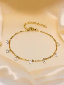 JEWILLEY Gold-Plated Artificial Beads Anklet