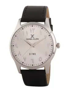 Daniel Klein D-Two Men Silver-Toned Dial & Black Straps Analogue Watch DK.1.13310-7_OR