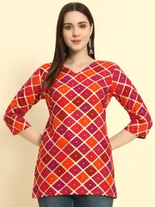 Mialo fashion Geometric Printed V-Neck Kurti