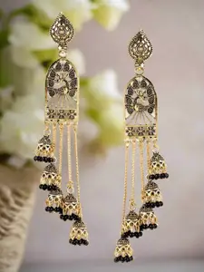 Jazz and Sizzle Gold-Plated Dome Shaped Artificial Beads & Kundan Jhumkas