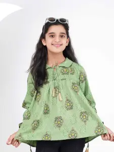 DMP FASHION Girls Ethnic Motifs Printed Cotton Peplum Top