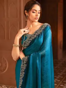 Soch Embellished Beads and Stones Organza Saree With Stone Work