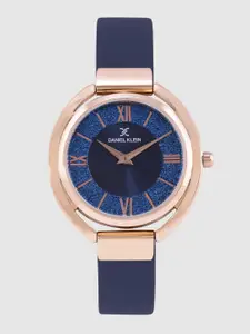 Daniel Klein Women Blue Leather Analogue Watch DK.1.12289-6