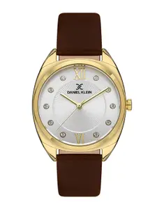 Daniel Klein Women Embellished Dial & Leather Straps Analogue Watch DK 1 13425-2
