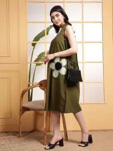 DEEBACO Western Halter Neck A-Line Midi Dress