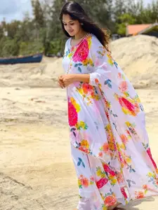 Raiyani Fashion Floral Printed Fit & Flare Maxi Ethnic Dress With Dupatta