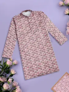 Sangria Boys Chikankari Mandarin Collar Cotton Straight Kurta