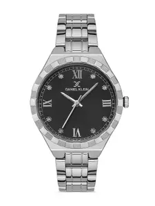 Daniel Klein Premium Women Black Dial & Silver-Toned Straps Analogue Watch DK.1.13256-5