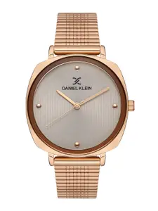 Daniel Klein Women Pink Embellished Dial & Rose Gold Toned Bracelet Style Straps Analogue Watch DK 1 13151-2