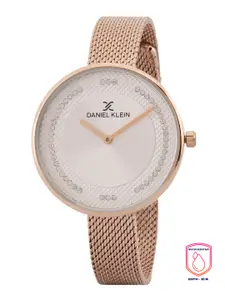 Daniel Klein Women Embellished Dial & Rose Gold-Toned Bracelet Straps Analogue Watch