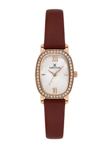 Daniel Klein Women Embellished Dial & Leather Straps Analogue Watch DK.1.13943-6