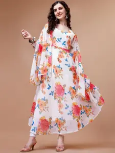 Raiyani Fashion Floral Printed Fit & Flared Midi Dress