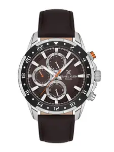 Daniel Klein Men Patterned Dial & Leather Straps Analogue Watch DK.1.13641-5