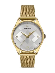 Daniel Klein Premium Women Silver & Gold Dial Strap Analogue Watch DK.1.13222-2