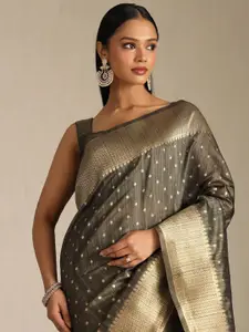 Soch Woven Design Zari Silk Blend Tussar Saree