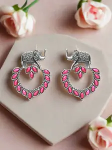 Jazz and Sizzle Silver Plated Artificial Stones Studded Animal Shaped Drop Earrings