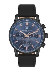 Daniel Klein Men Patterned Dial & Leather Straps Analogue Watch DK.1.13528-5