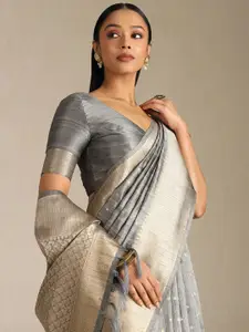 Soch Woven Design Zari Silk Blend Tussar Saree