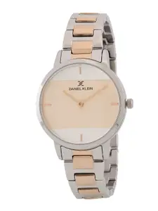 Daniel Klein Women Rose Gold Dial & Stainless Steel Bracelet Style Straps Watch