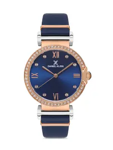 Daniel Klein Premium Women Blue Dial & Leather Strap Analogue Watch DK.1.13219-4