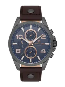 Daniel Klein Men Textured Dial & Leather Straps Multi Function Analogue Watch DK.1.13640-4