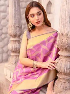 Soch Woven Design Zari Silk Blend Tussar Saree