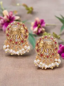 Jazz and Sizzle Gold-Plated Animal Shaped Pearls Drop Earrings