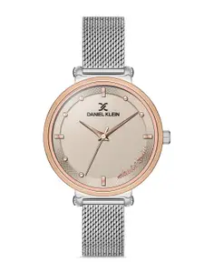 Daniel Klein Women Rose Gold-Toned Dial & Silver Toned Bracelet Style Straps Analogue Watch
