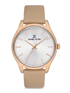 Daniel Klein Women Silver-Toned Dial & Brown Leather Straps Analogue Watch DK 1 13196-5