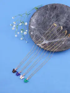 DressBerry Set Of 4 Gold-Plated Sparkling Butterfly Pendant With Chain