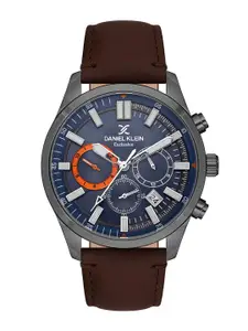 Daniel Klein Men Round Shape Patterned Dial & Leather Straps Analogue Watch DK.1.13635-4