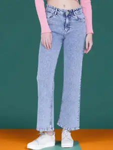 DressBerry Women Wide Leg High-Rise Light Fade Jeans